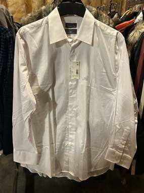 Covington Men's White Easy Care Solid Stretch Dress Shirt - Size 16.5 x 32/33 Cl
